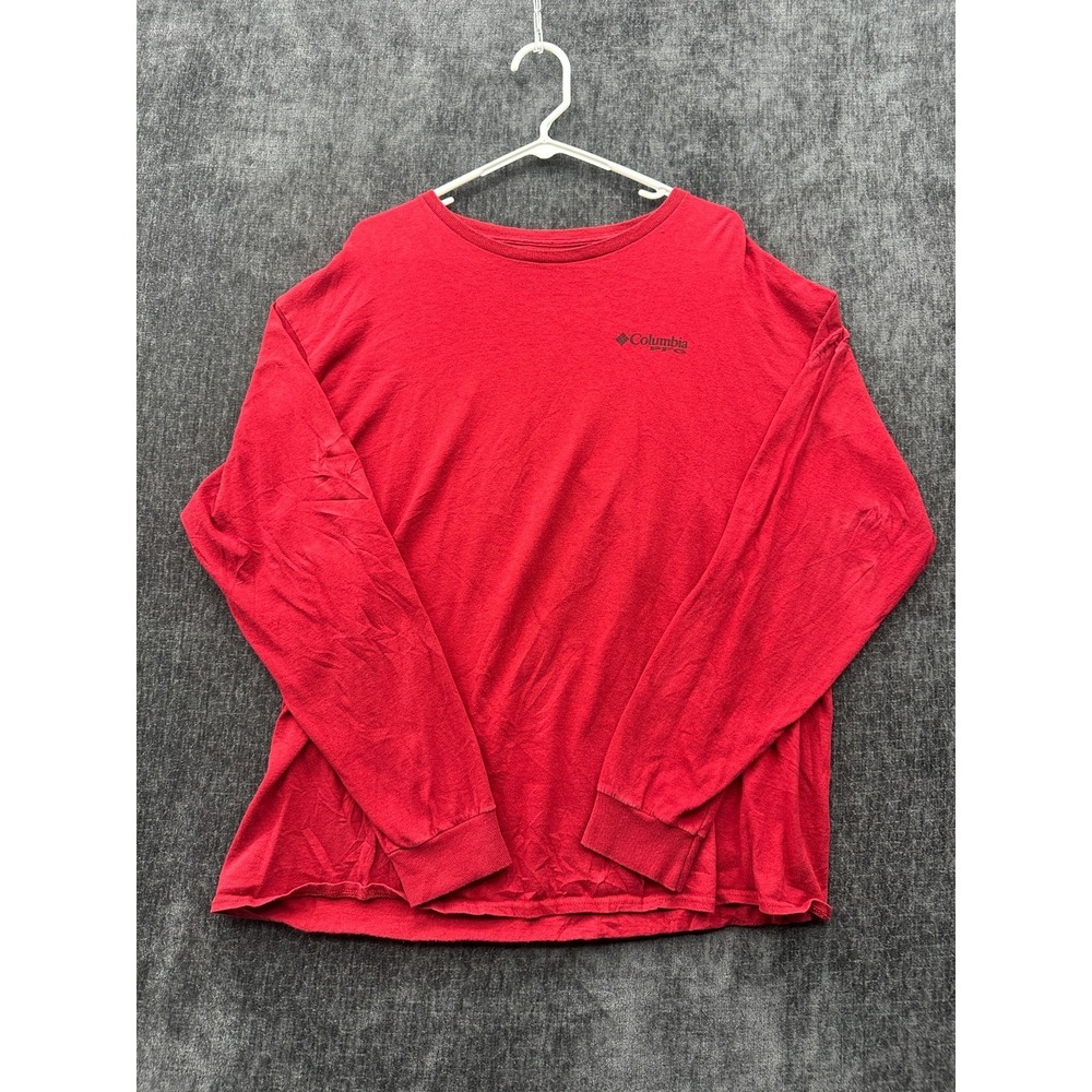 Columbia Performance Fishing Gear T Shirt Mens Extra Large Red Graphic Print